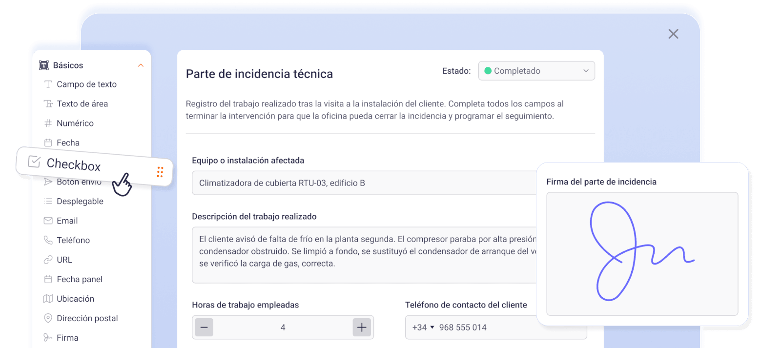 Formulario de STEL Forms completado desde STEL Order